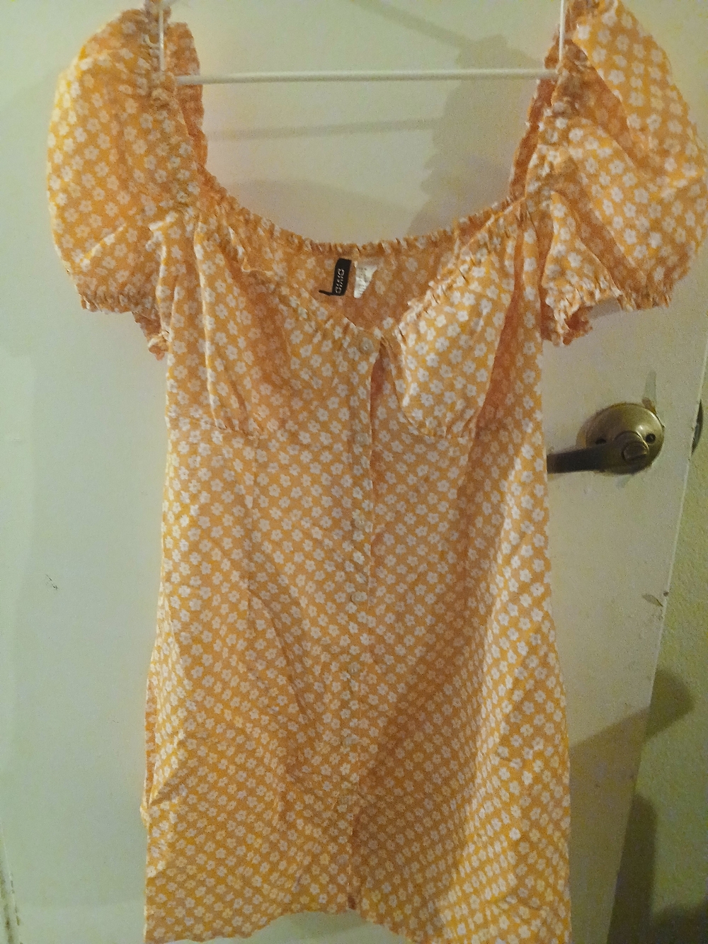 Coach Yellow Floral Puff-Sleeve Tunic Dress